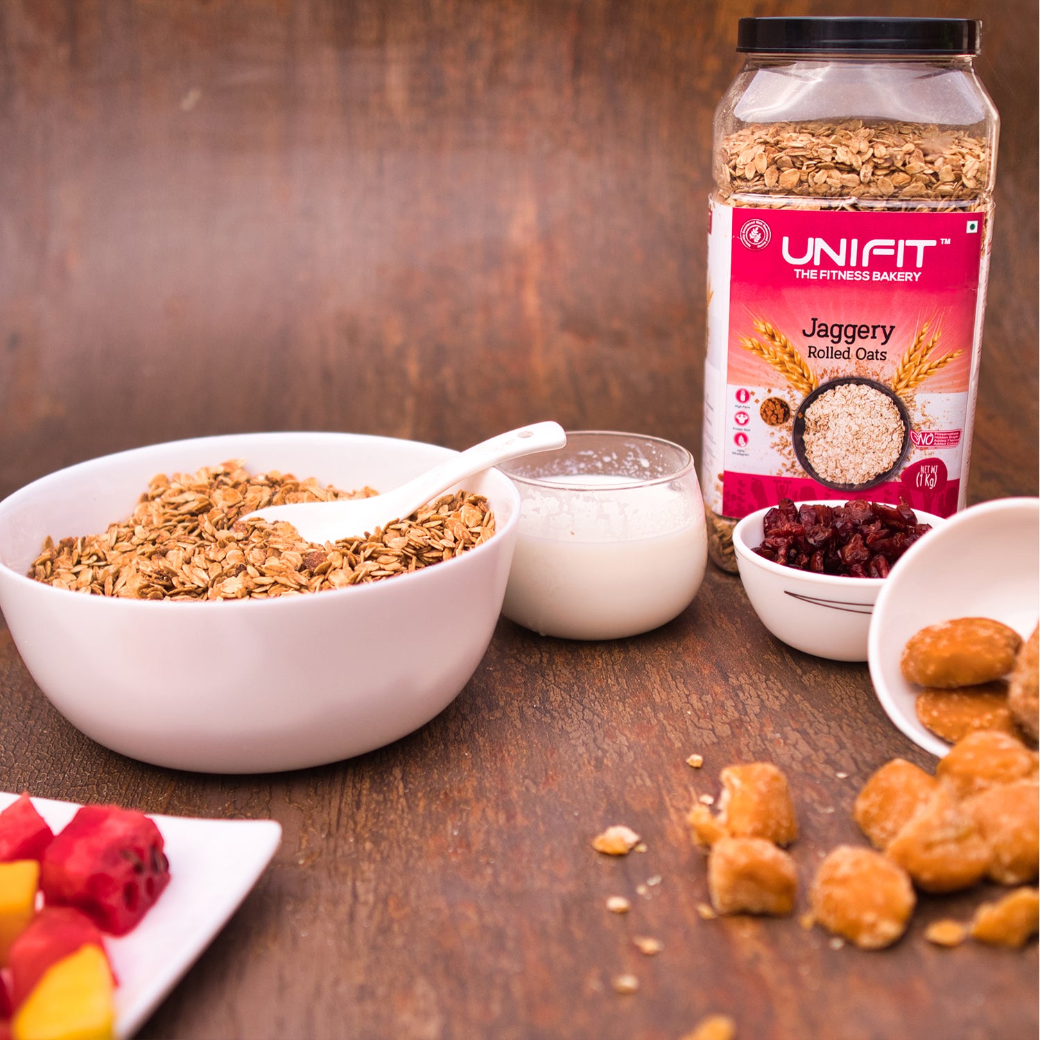 UNIFIT Jaggery Rolled Oats: Wholesome Breakfast with Natural Sweetness.