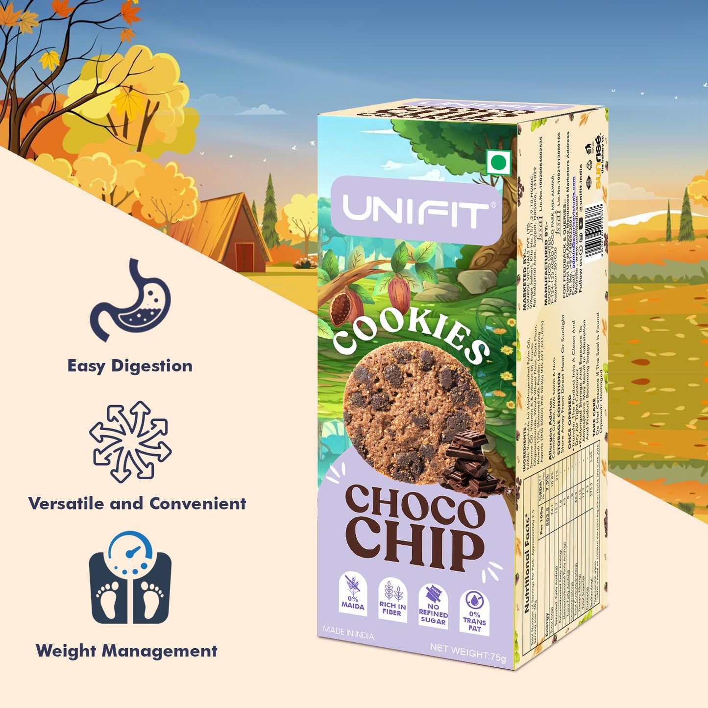 UNIFIT Choco Chip Cookies 75g