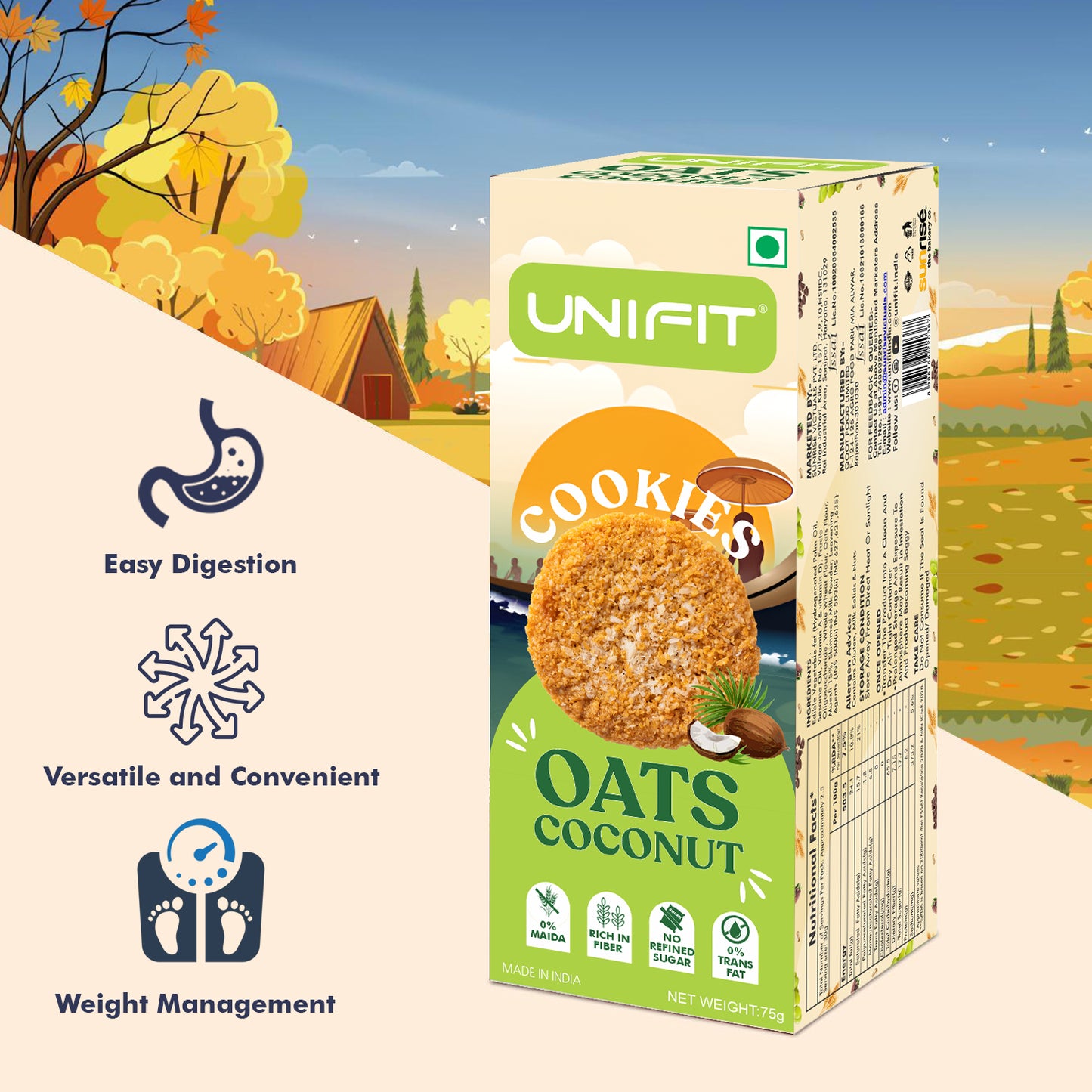 UNIFIT Oats Coconut Cookies 75g
