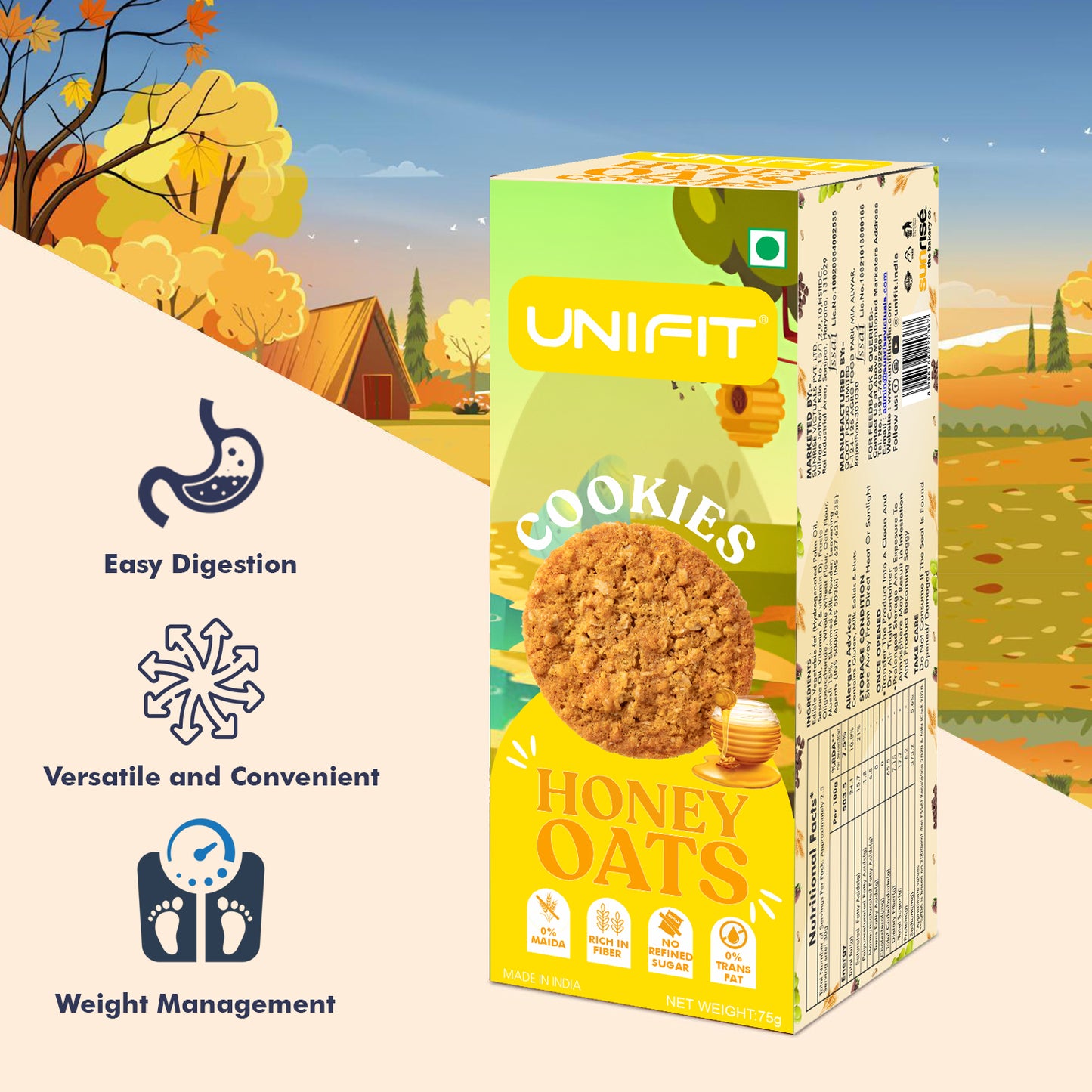 UNIFIT Honey Oats Cookies 75g