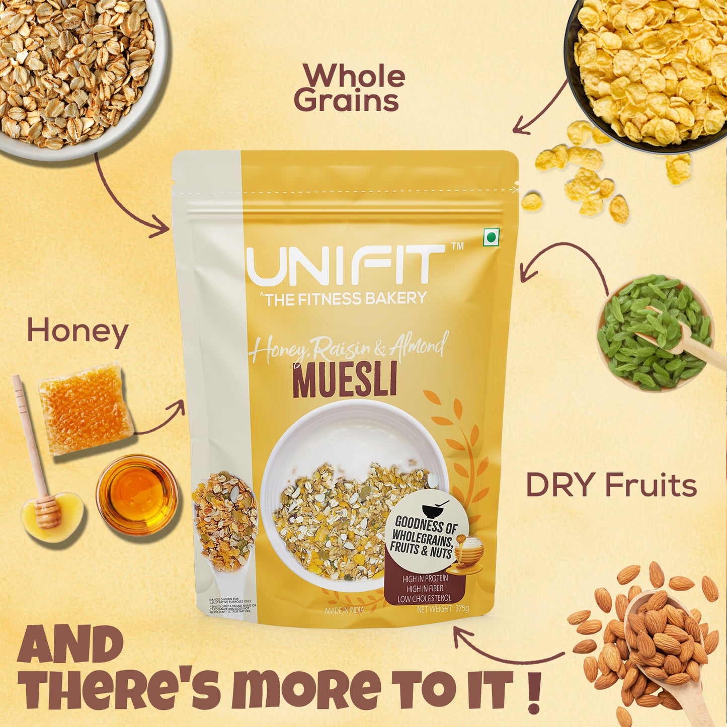 UNIFIT Muesli with Honey, Raisins & Almonds 375g