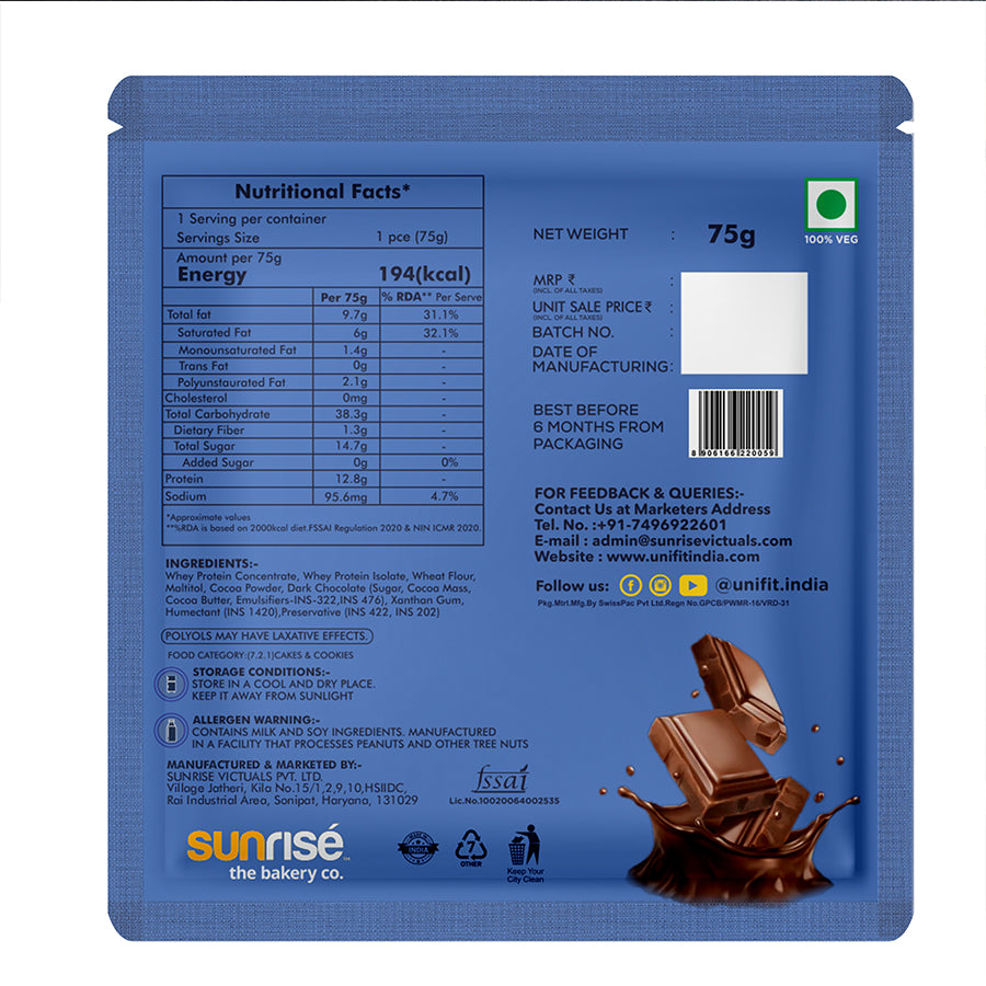 Unifit Whey Protein Brownie Pack of 1