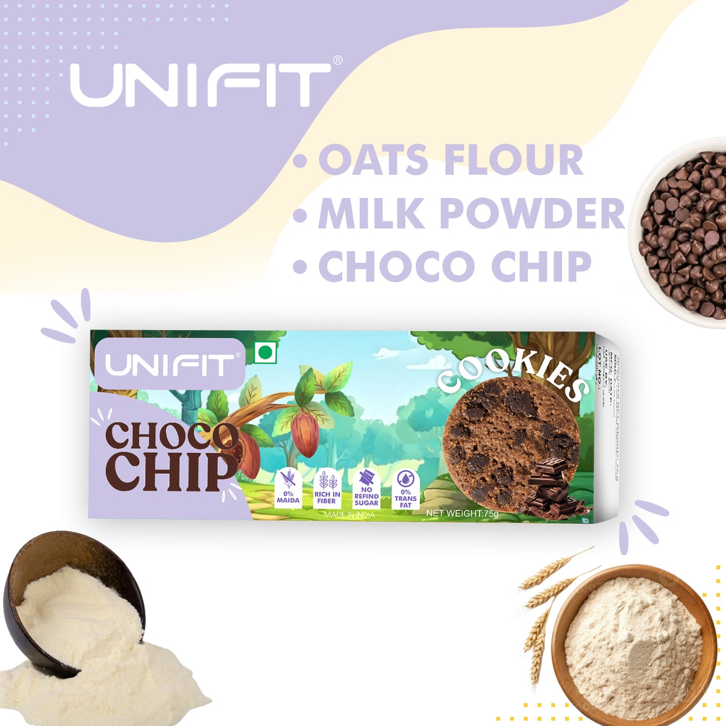 UNIFIT Choco Chip Cookies 75g