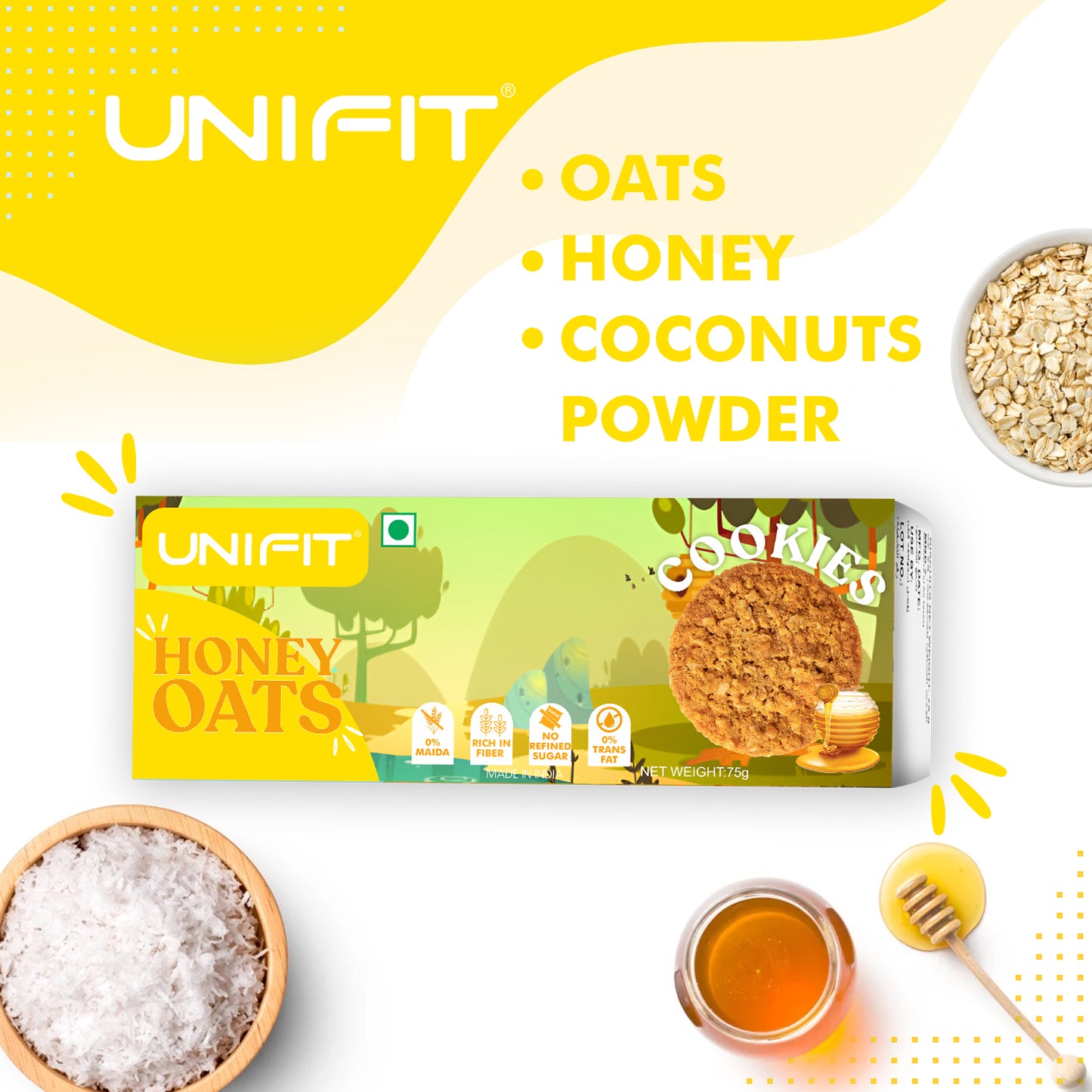 UNIFIT Honey Oats Cookies 75g