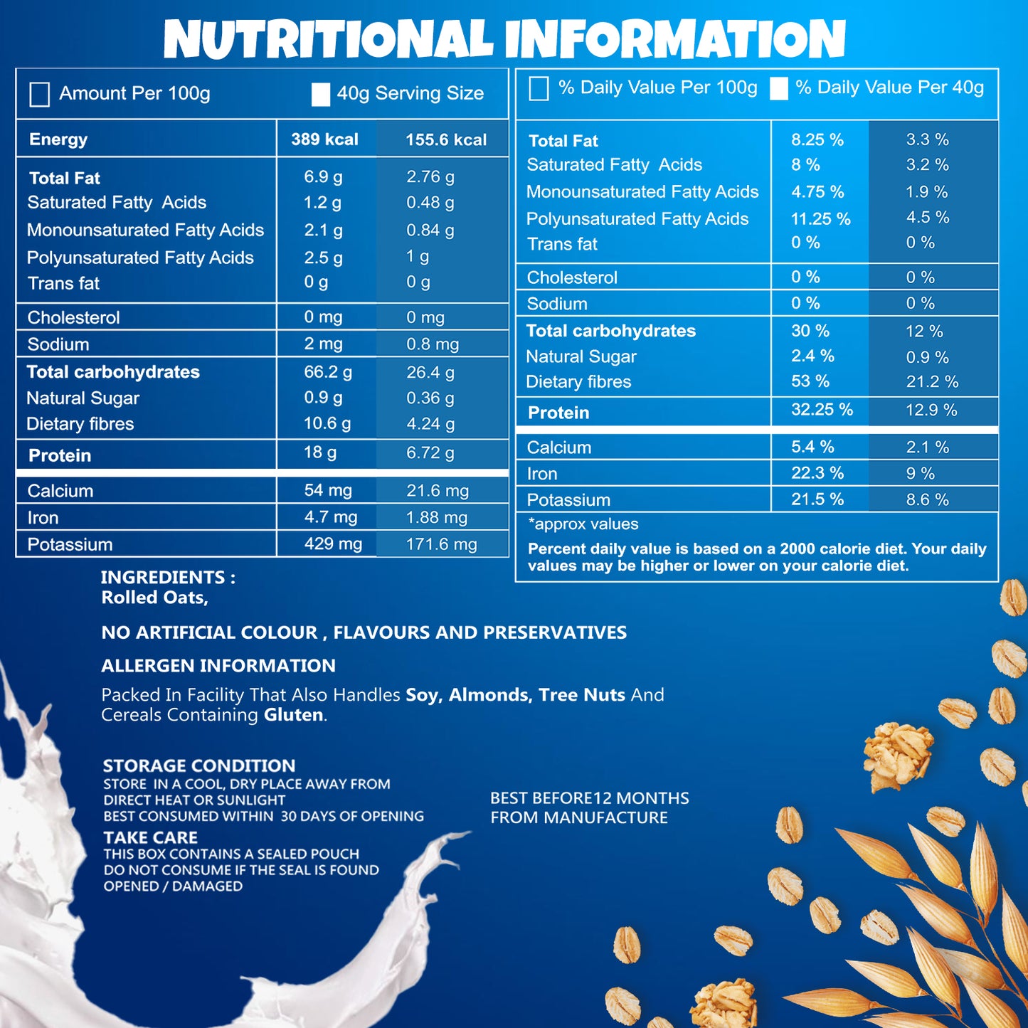 UNIFIT Rolled Oats 400g