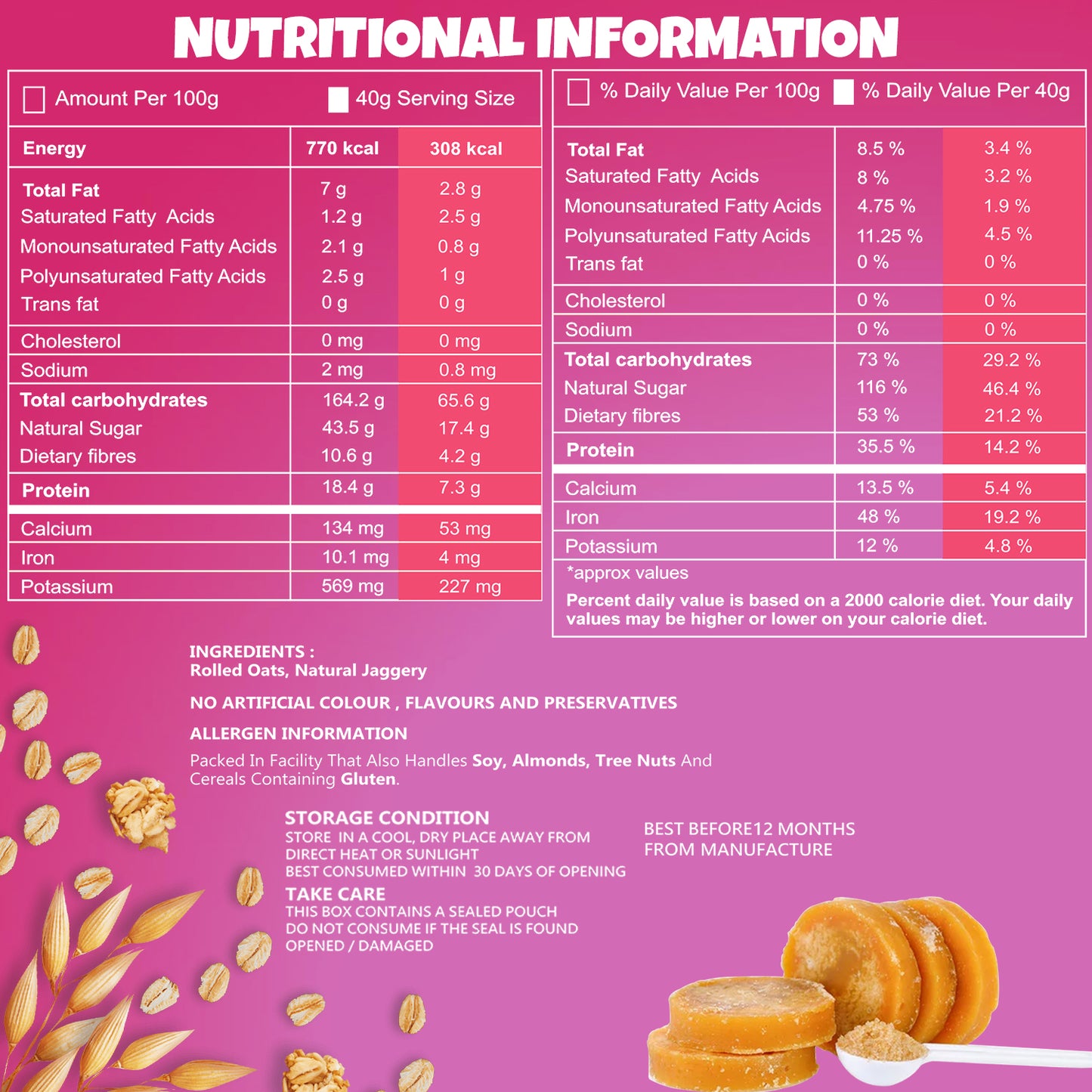 UNIFIT Jaggery Rolled Oats 1kg
