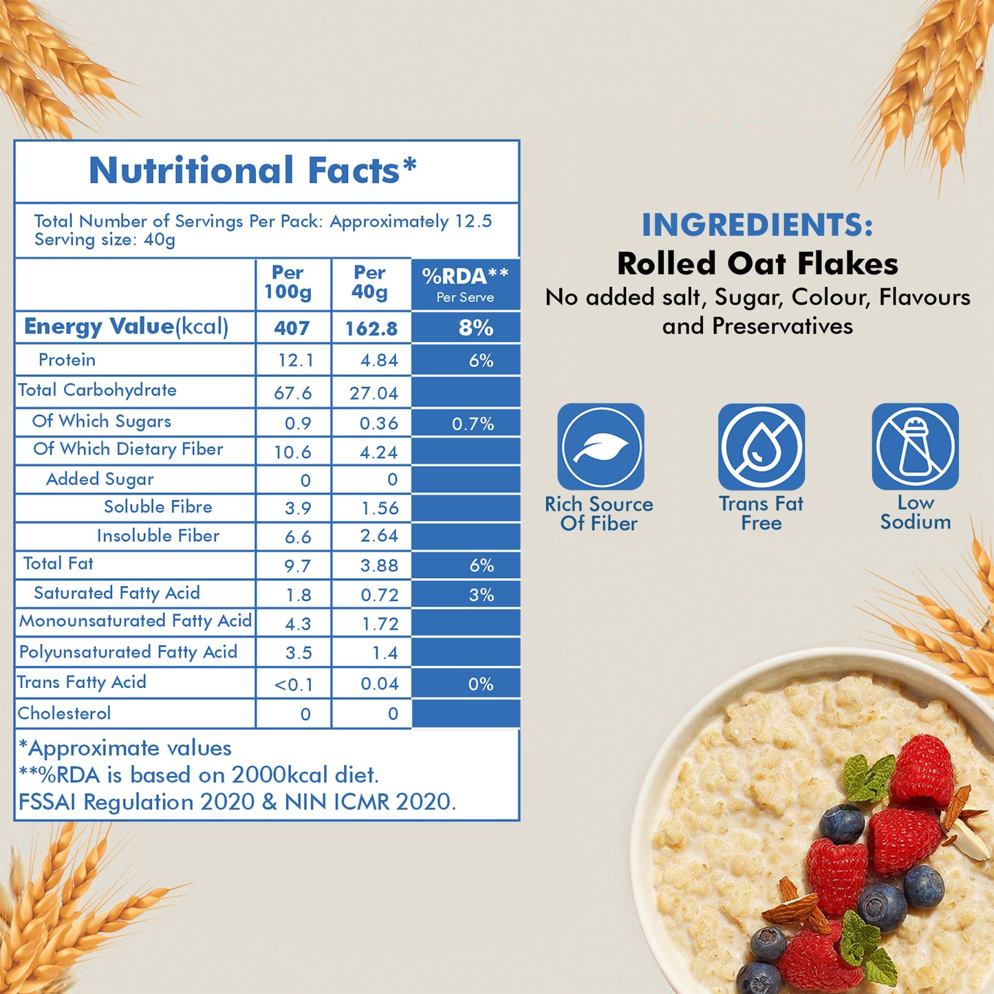 UNIFIT Oats 500g