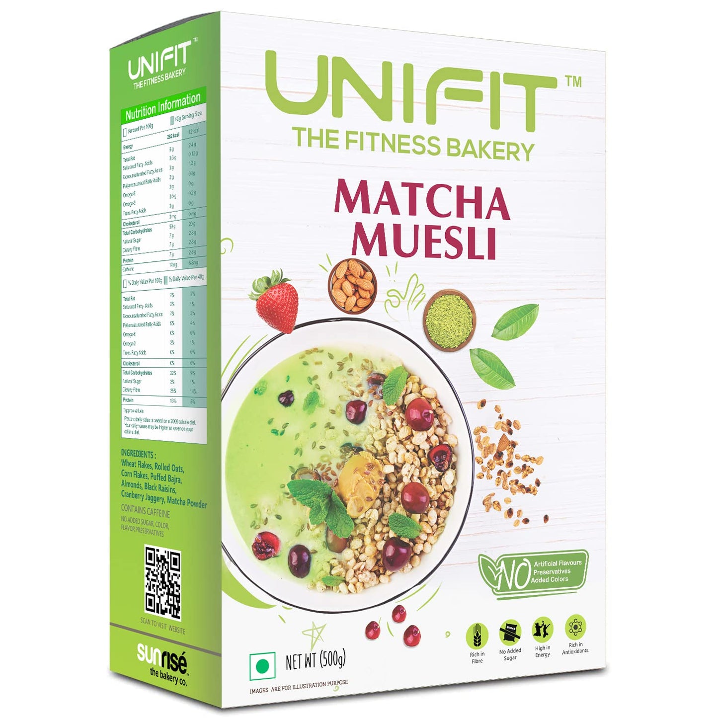 UNIFIT Muesli Cereal for Breakfast | Matcha Powder 500g