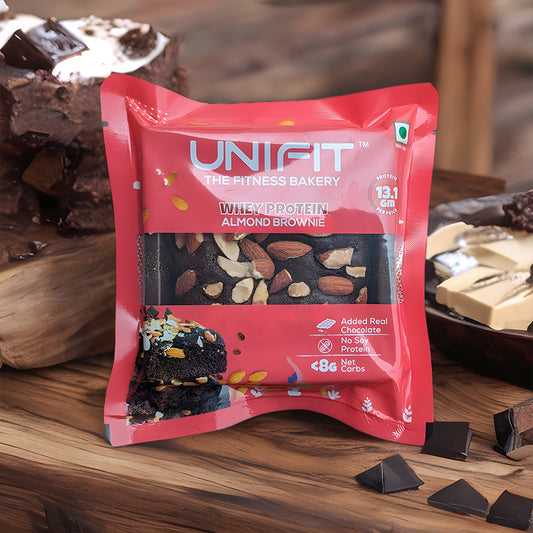 UNIFIT Whey Protein Almond Brownie: Premium Chocolate Delight with Protein Power.