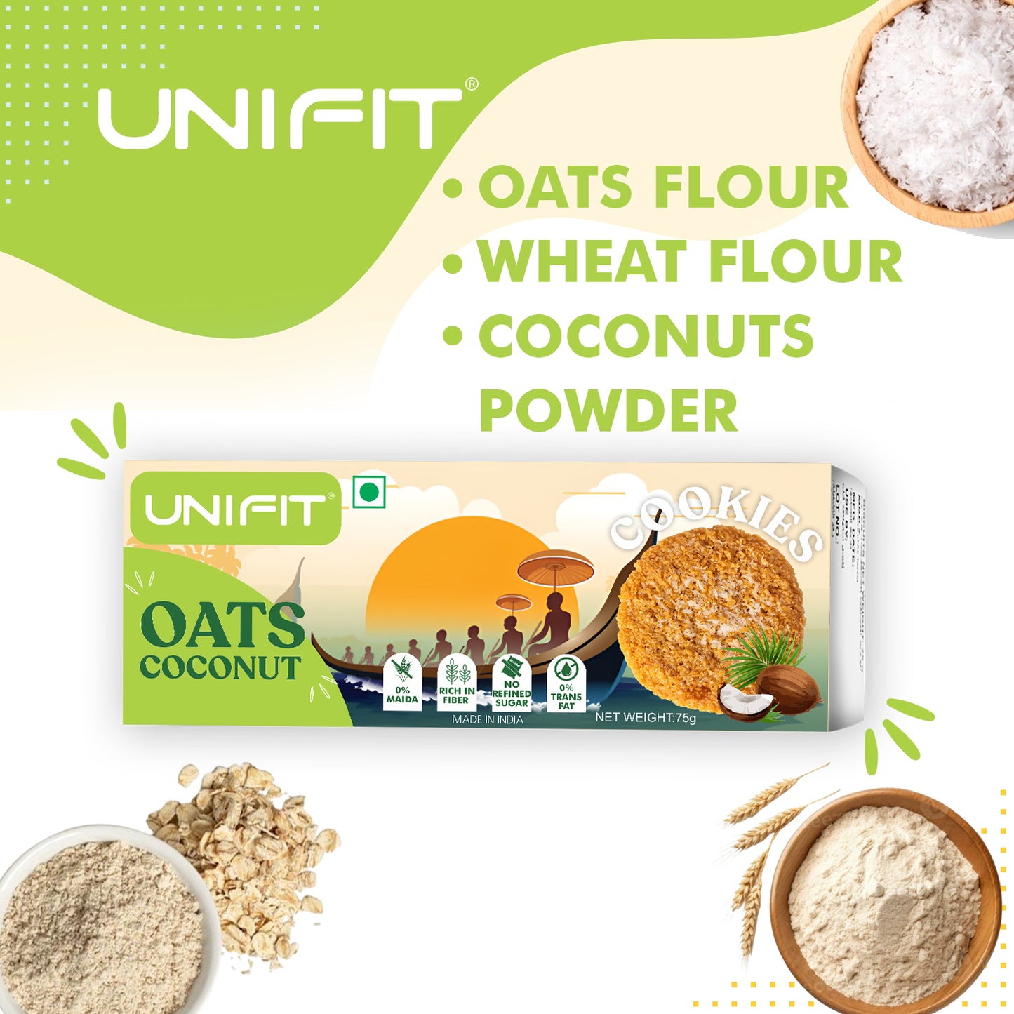 UNIFIT Oats Coconut Cookies 75g