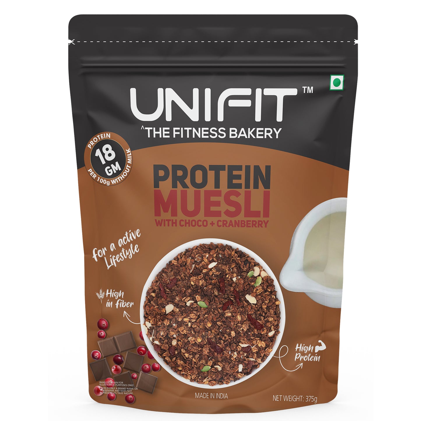 UNIFIT Protein Muesli with Chocolate and Cranberry 375g