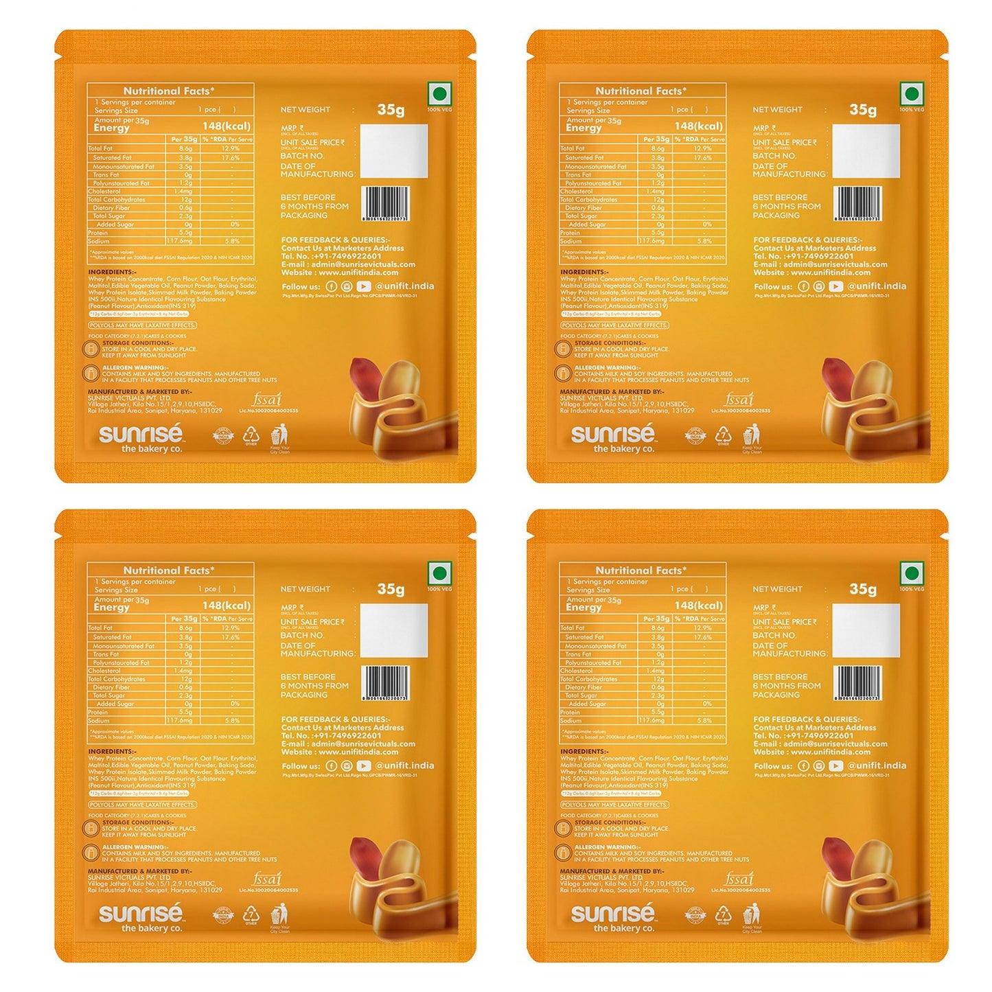 Unifit Peanut Butter Cookies Pack of 4