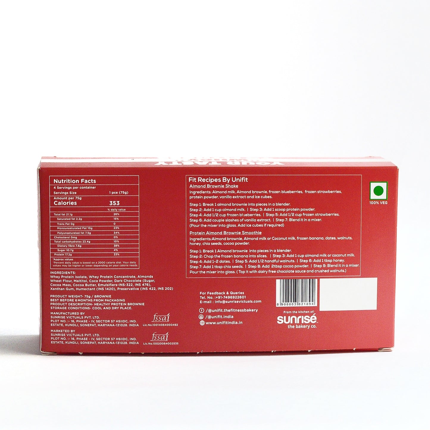 UNIFIT Whey Protein Almond Brownie Pack of 4