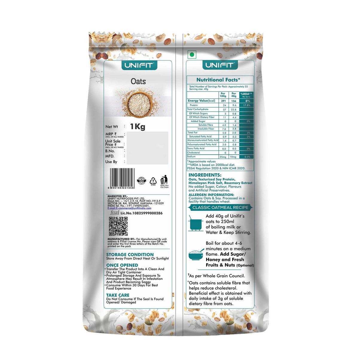 Daily Unflavoured Protein Oats - 1 Kg