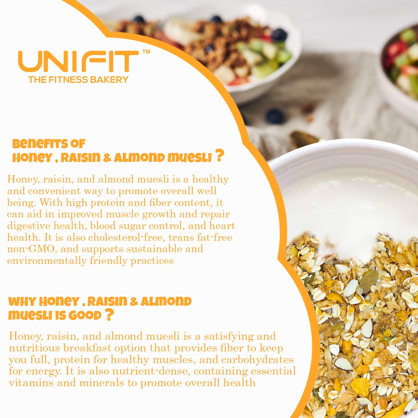 UNIFIT Muesli with Honey, Raisins & Almonds 375g