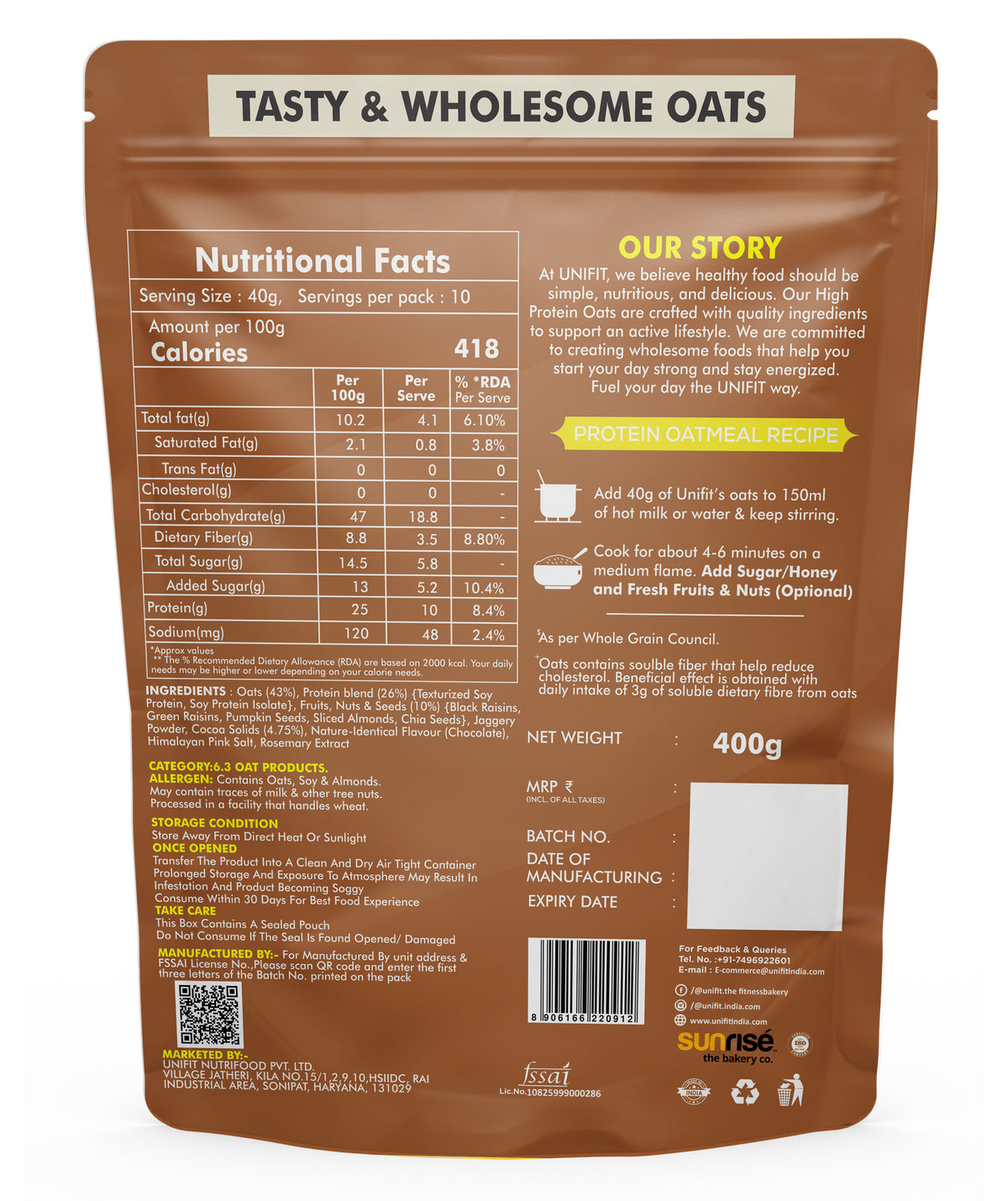 Protein Oats Chocolate - 400g