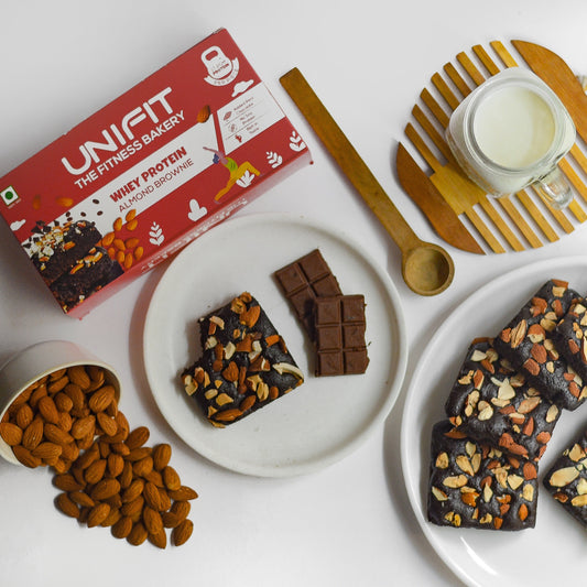 UNIFIT Whey Protein Almond Brownie: Premium Chocolate Delight with Protein Power.