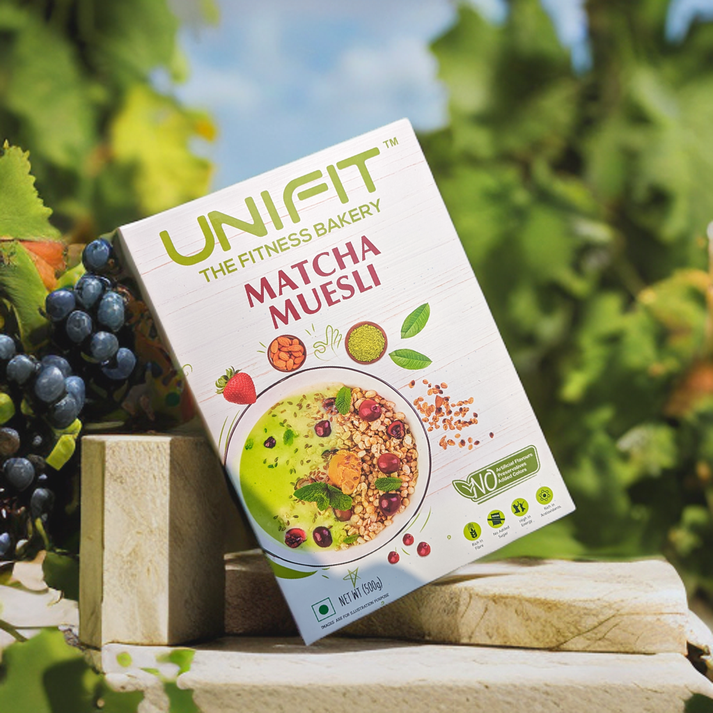 UNIFIT Muesli Cereal with Matcha Powder: Energizing Breakfast Choice